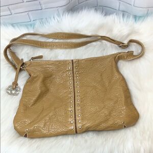 Marc Ecko Tan Pebbled Leather Shoulder Bag